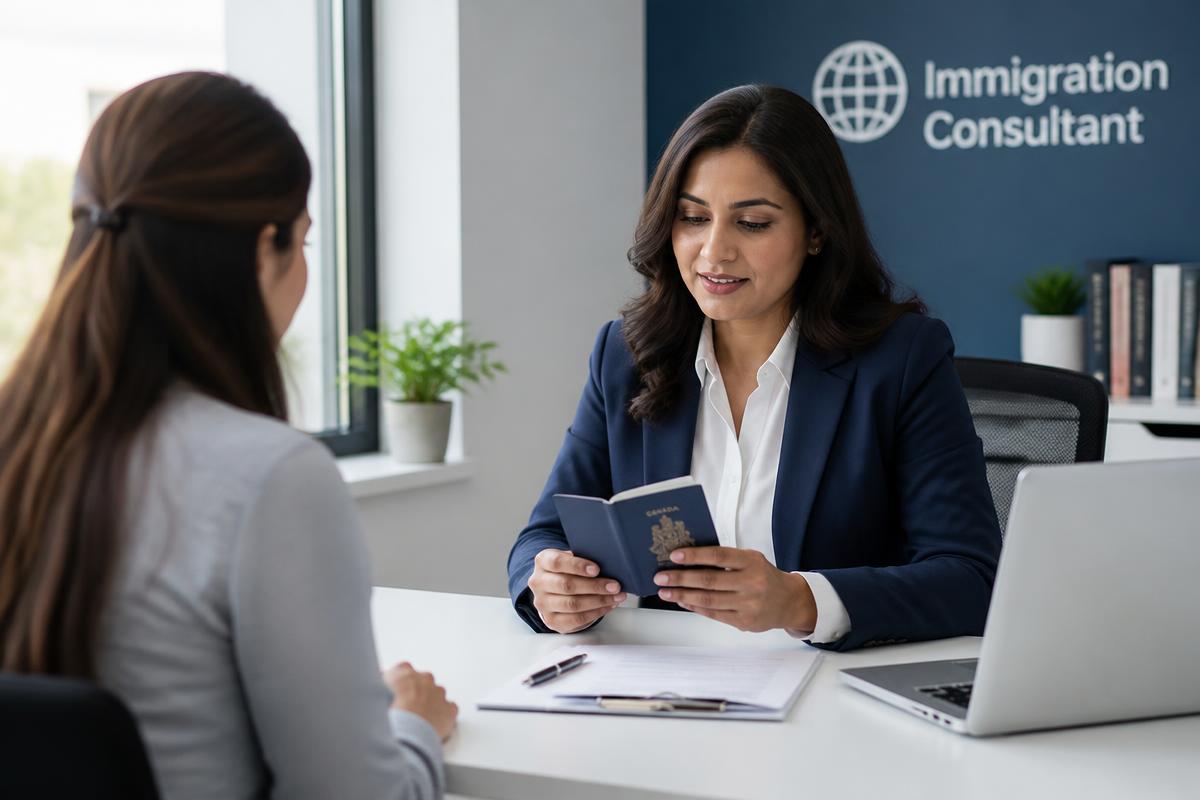 Professional discussing work opportunities with an immigration consultant